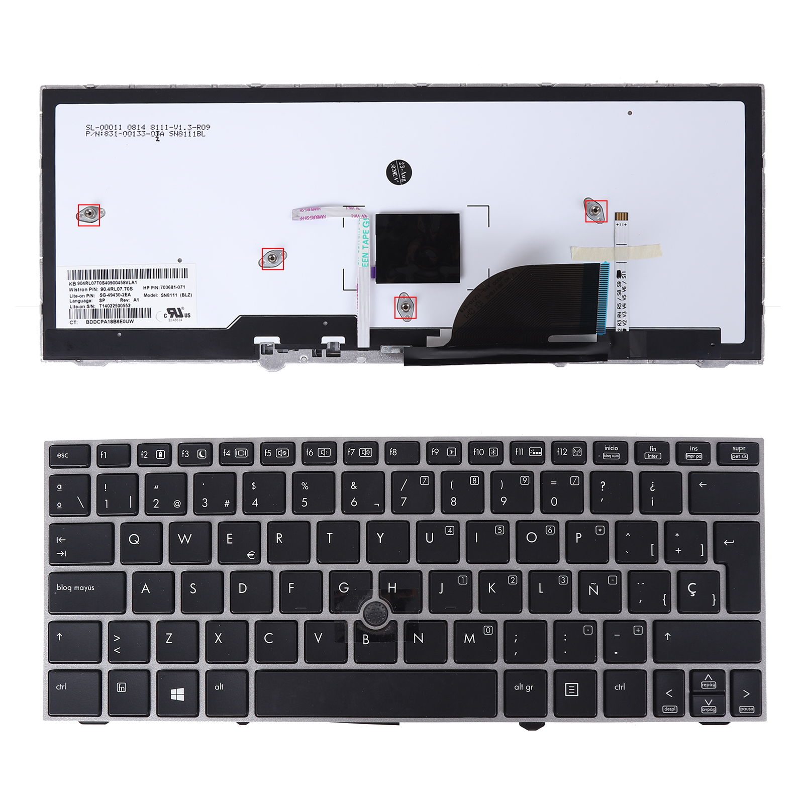 Picture of New Replacement Laptop Keyboard For HP 2170P gray FRAME BLACK With Backlit Board SP Layout